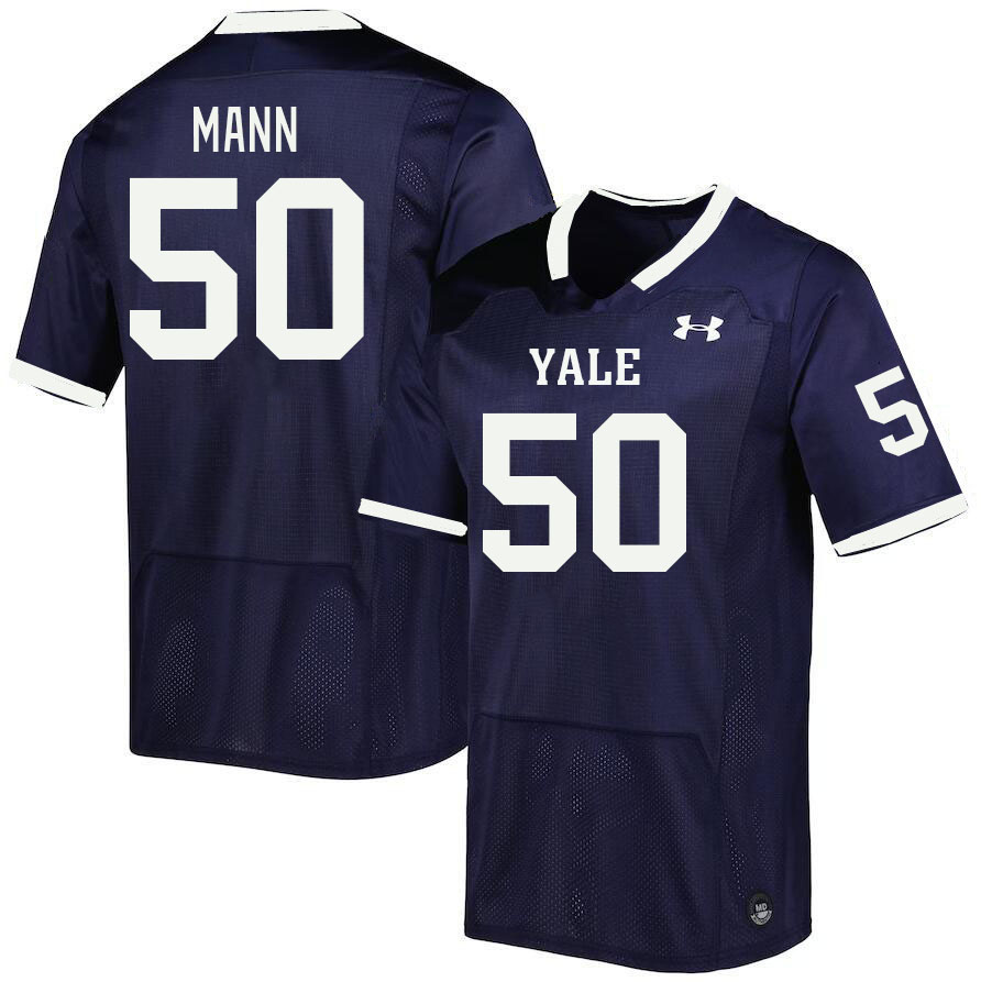 Men-Youth #50 Ben Mann Yale Bulldogs 2023 College Football Jerseys Stitched Sale-Blue